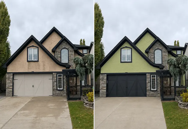 Professional exterior painting services completed on a Calgary residential home